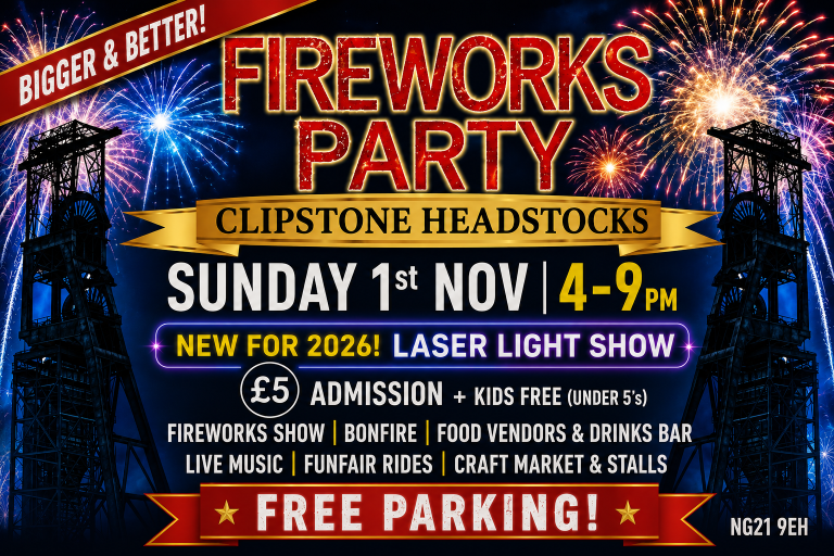Clipstone Headstocks fireworks poster 2026