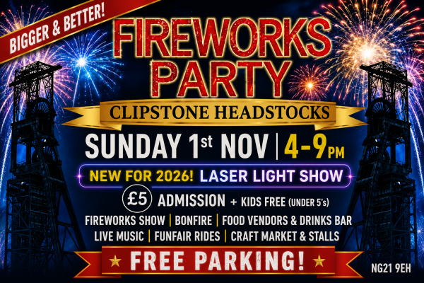 Clipstone Headstocks fireworks poster 2026