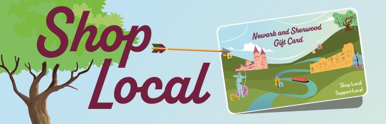 A graphic depicting a tree and the Newark and Sherwood gift card